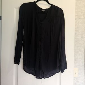 Lucky Brand Black Long Sleeve Blouse Size M Euc